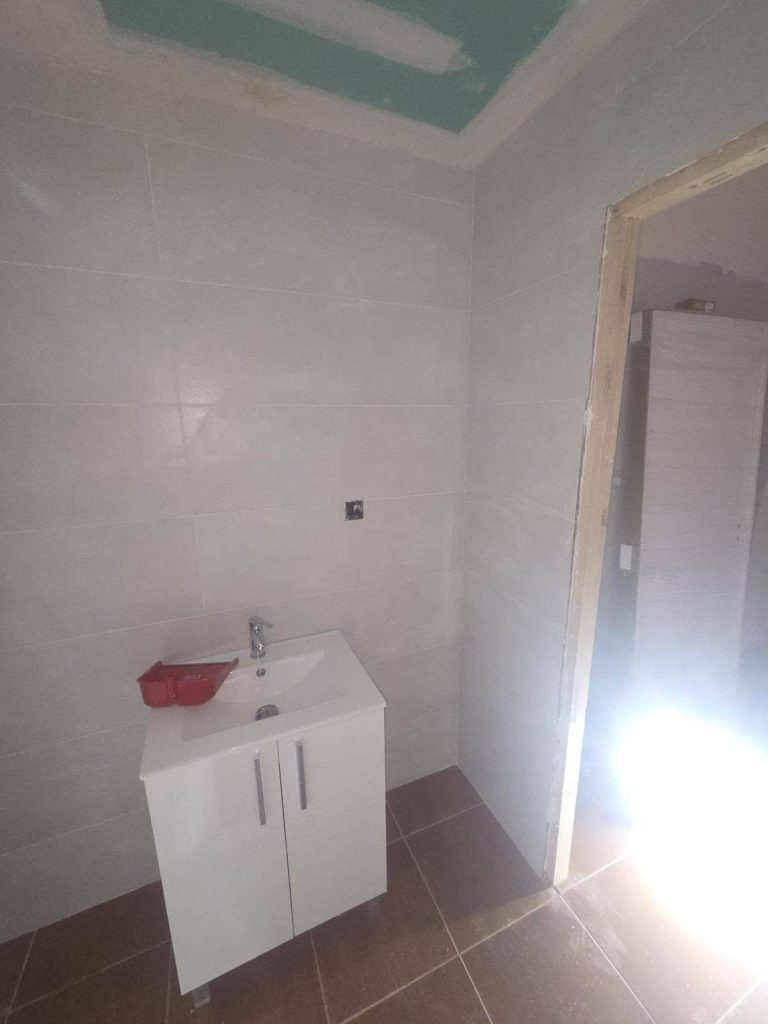 Baño reformado y terminado con mueble de lavabo y alicatado claro